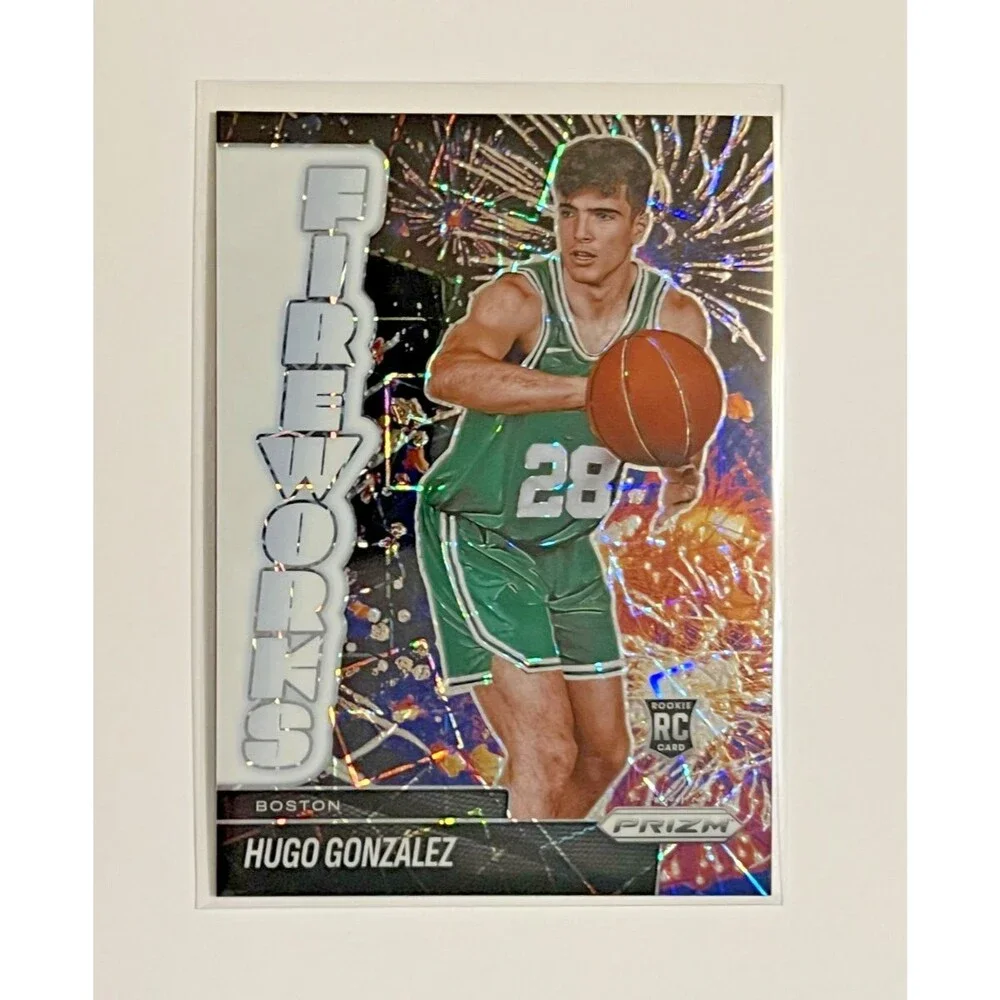 2025-26 Panini Prizm Fireworks White Prizm Hugo Gonzalez #14 Rookie /99